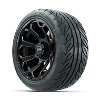 GTW Raven Off-Road Matte Black/Ball Milled 14 in Wheels with 225/40-R14 Fusion GTR Street Tires – Full Set (LIFT REQD)