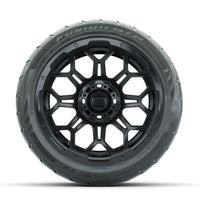 GTW Bravo Matte Black 14 in Wheels with 225/40-R14 Fusion GTR Street Tires – Full Set (LIFT REQD)