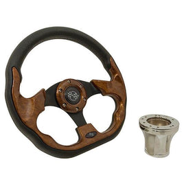 STEERING WHEEL KIT, WOODGRAIN/RACE 12.5 W/CHROME ADAPTER, YA