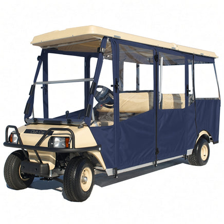 6-Passenger DoorWorks hinged door enclosure in Navy Blue (special order color) on Club Car Villager 6