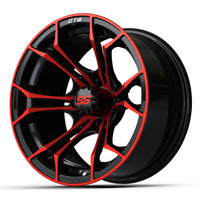 Wheel, Spyder 14x7 Black/Red W/SS Cap