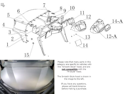 FRONT TRIM (SMOOTH-STYLE HOOD) diagram
