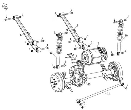 REAR AXLE, MOTOR & SUSPENSION diagram