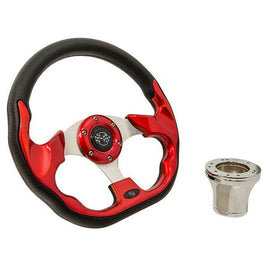 STEERING WHEEL KIT, RED/RACE 12.5 W/CHROME ADAPTER, YAMAHA