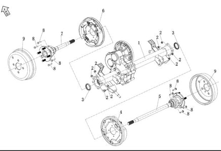 REAR AXLE AND BRAKE diagram