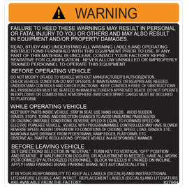 DECAL, OPERATION WARNING