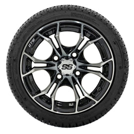 GTW Spyder Machined and Black Wheels with 18in Fusion DOT Approved Street Tires - 12 Inch