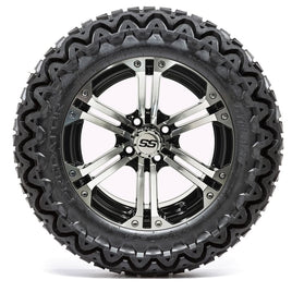 GTW Specter Black and Machined Wheels with 23in Predator A-T Tires - 14 Inch (LIFT REQD)