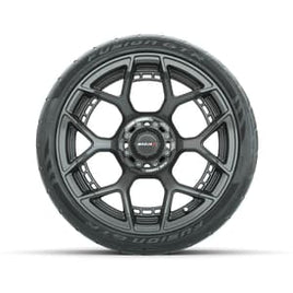 15" MadJax® Flow Form Evolution Gunmetal Wheels with GTW® Fusion GTR Street Tires (LIFT REQ)