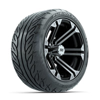 GTW Specter Machined/Black 14 in Wheels with 225/40-R14 Fusion GTR Street Tires – Full Set (LIFT REQD)