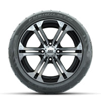 GTW Specter Machined/Black 14 in Wheels with 225/40-R14 Fusion GTR Street Tires – Full Set (LIFT REQD)