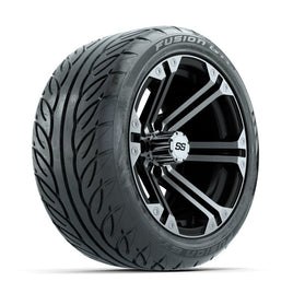 GTW Specter Machined/Black 14 in Wheels with 225/40-R14 Fusion GTR Street Tires – Full Set (LIFT REQD)