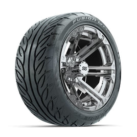 GTW Specter Chrome 14 in Wheels with 225/40-R14 Fusion GTR Street Tires – Full Set (LIFT REQD)