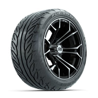 GTW Spyder Machined/Black 14 in Wheels with 225/40-R14 Fusion GTR Street Tires – Full Set (LIFT REQD)