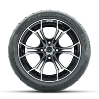 GTW Spyder Machined/Black 14 in Wheels with 225/40-R14 Fusion GTR Street Tires – Full Set (LIFT REQD)