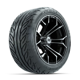 GTW Spyder Machined/Black 14 in Wheels with 225/40-R14 Fusion GTR Street Tires – Full Set (LIFT REQD)