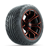GTW Spyder Red/Black 14 in Wheels with 225/40-R14 Fusion GTR Street Tires – Full Set (LIFT REQD)