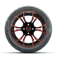 GTW Spyder Red/Black 14 in Wheels with 225/40-R14 Fusion GTR Street Tires – Full Set (LIFT REQD)