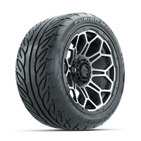 GTW Bravo Machined/Matte Grey 14 in Wheels with 225/40-R14 Fusion GTR Street Tires – Full Set (LIFT REQD)