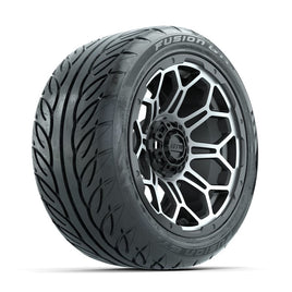 GTW Bravo Machined/Matte Grey 14 in Wheels with 225/40-R14 Fusion GTR Street Tires – Full Set (LIFT REQD)