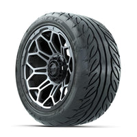 GTW Bravo Machined/Matte Grey 14 in Wheels with 225/40-R14 Fusion GTR Street Tires – Full Set (LIFT REQD)