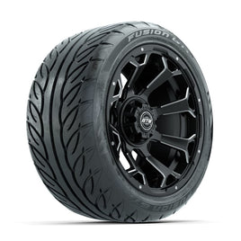 GTW Raven Off-Road Matte Black/Ball Milled 14 in Wheels with 225/40-R14 Fusion GTR Street Tires – Full Set (LIFT REQD)