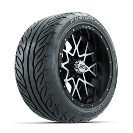 GTW Vortex Machined/Matte Black 14 in Wheels with 225/40-R14 Fusion GTR Street Tires – Full Set (LIFT REQD)