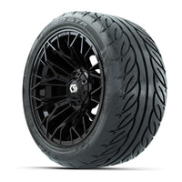 GTW Stellar Matte Black 14 in Wheels with 225/40-R14 Fusion GTR Street Tires – Full Set (LIFT REQD)