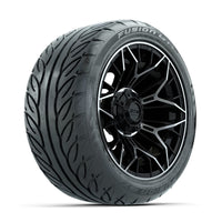 GTW Stellar Machined/Black 14 in Wheels with 225/40-R14 Fusion GTR Street Tires – Full Set (LIFT REQD)