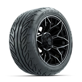 GTW Stellar Machined/Black 14 in Wheels with 225/40-R14 Fusion GTR Street Tires – Full Set (LIFT REQD)