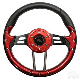 ACC-SW122 - RHOX Steering Wheel, Aviator 4 Red Grip/Black Spokes 13" Diameter