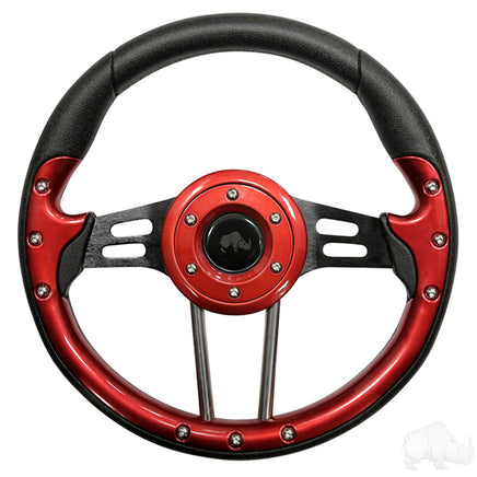 ACC-SW122 - RHOX Steering Wheel, Aviator 4 Red Grip/Black Spokes 13" Diameter