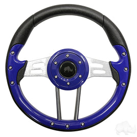 ACC-SW123 - RHOX Steering Wheel, Aviator 4 Blue Grip/Brushed Aluminum Spokes 13" Diameter