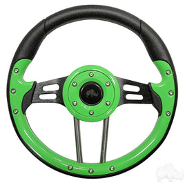 ACC-SW124 - RHOX Steering Wheel, Aviator 4 Lime Green Grip/Black Spokes 13" Diameter