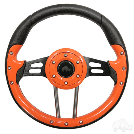 ACC-SW125 - RHOX Steering Wheel, Aviator 4 Orange Grip/Black Spokes 13" Diameter