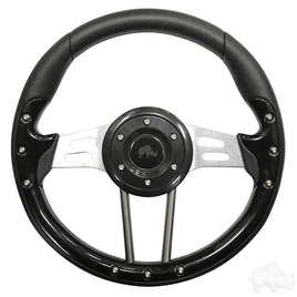 ACC-SW127 - RHOX Steering Wheel, Aviator 4 Black Grip/Brushed Aluminum Spokes 13" Diameter