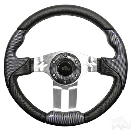 ACC-SW128 - RHOX Steering Wheel, Aviator 5 Carbon Fiber Grip/Brushed Aluminum Spokes 13" Diameter