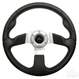 ACC-SW133 - RHOX Steering Wheel, Formula GT Black Grip/Brushed Aluminum Spokes 13" Diameter