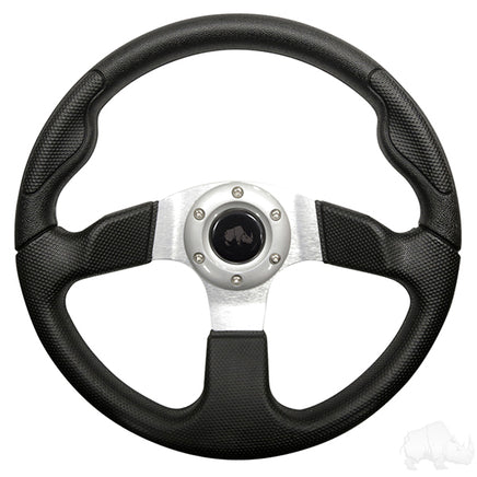 ACC-SW133 - RHOX Steering Wheel, Formula GT Black Grip/Brushed Aluminum Spokes 13" Diameter