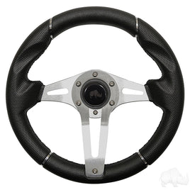 ACC-SW134 - RHOX Steering Wheel, Challenger Black Grip/Brushed Aluminum Spokes 13" Diameter