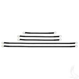BAT-1026A - Battery Cable SET, Includes (2) 21" (2) 12" (1) 9" 4 gauge, Club Car Tempo, Onward, Prec w/ 8V Batt