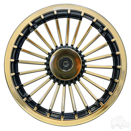 CAP-0003 - Wheel Cover, 8" Turbine Black/Gold