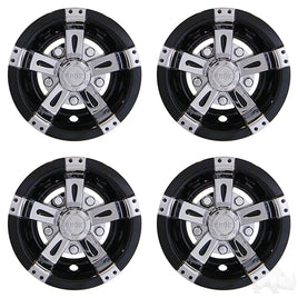 CAP-0048-4 - RHOX Wheel Cover, SET OF 4, 8" Vegas Chrome/Black