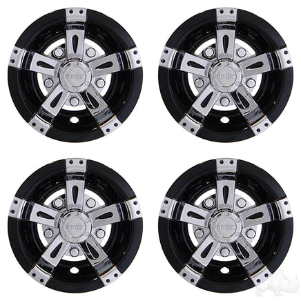 CAP-0050-4 - RHOX Wheel Cover, SET OF 4, 10" Vegas Chrome/Black