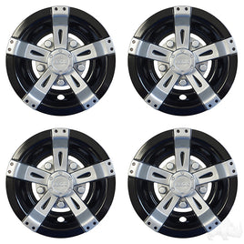 CAP-0053-4 - RHOX Wheel Cover, SET OF 4, 8" Vegas Silver Metallic w/ Black
