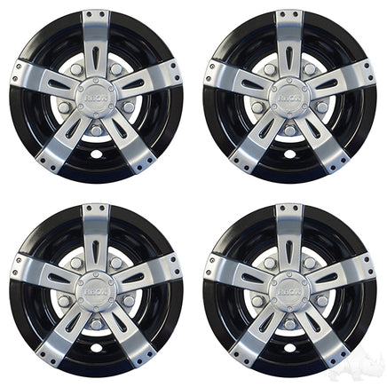 CAP-0053-4 - RHOX Wheel Cover, SET OF 4, 8" Vegas Silver Metallic w/ Black