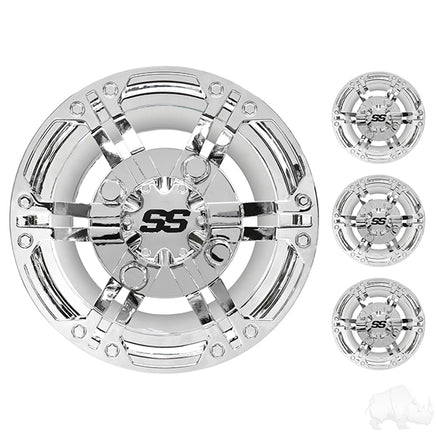 CAP-0062 - Wheel Cover, SET OF 4, 8" Daytona Chrome