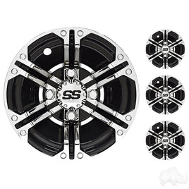 CAP-0063 - Wheel Cover, SET OF 4, 10" Daytona Chrome with Black