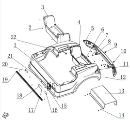 Kandi Kruiser Element OEM Rear Trim Assembly (4P)