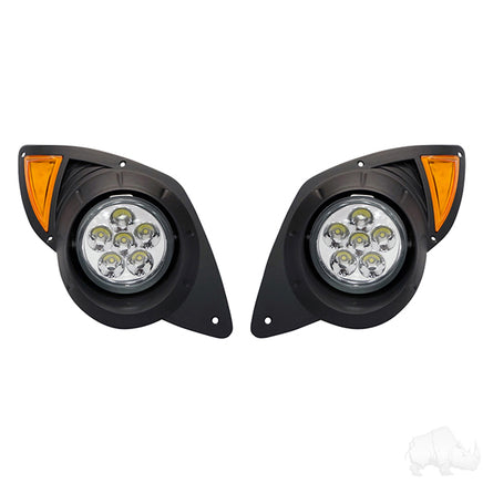 LGT-317L - LED Factory Style Headlights with Bezels, Yamaha Drive 07-16
